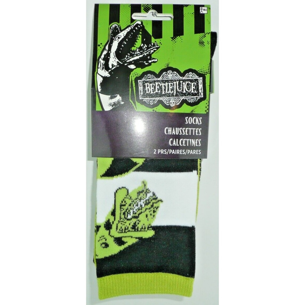 Beetlejuice Sandworm Crew Socks 2 Pairs Halloween Novelty Gift Snake Monster